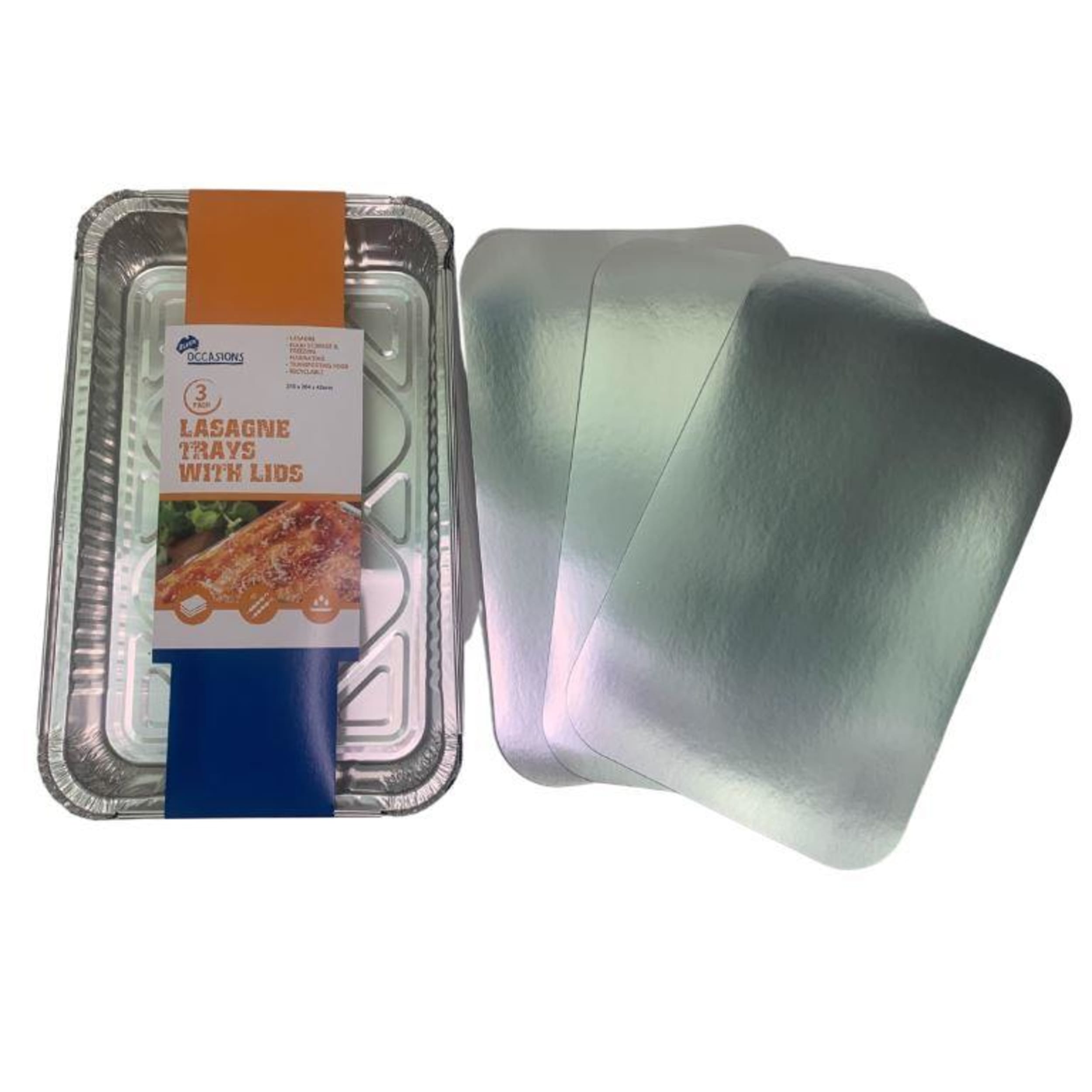 Catering Collection Foil Lasagne Trays with Lids 315x204x42mm (3 Pack)