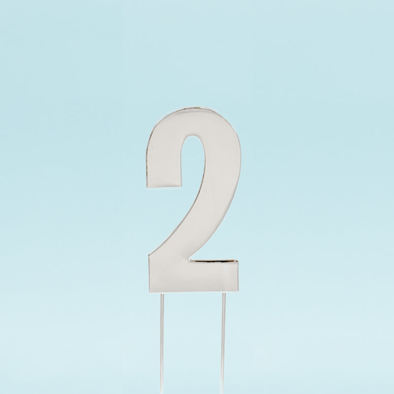 Cake & Candle Bold Cake Topper Number 2 Silver