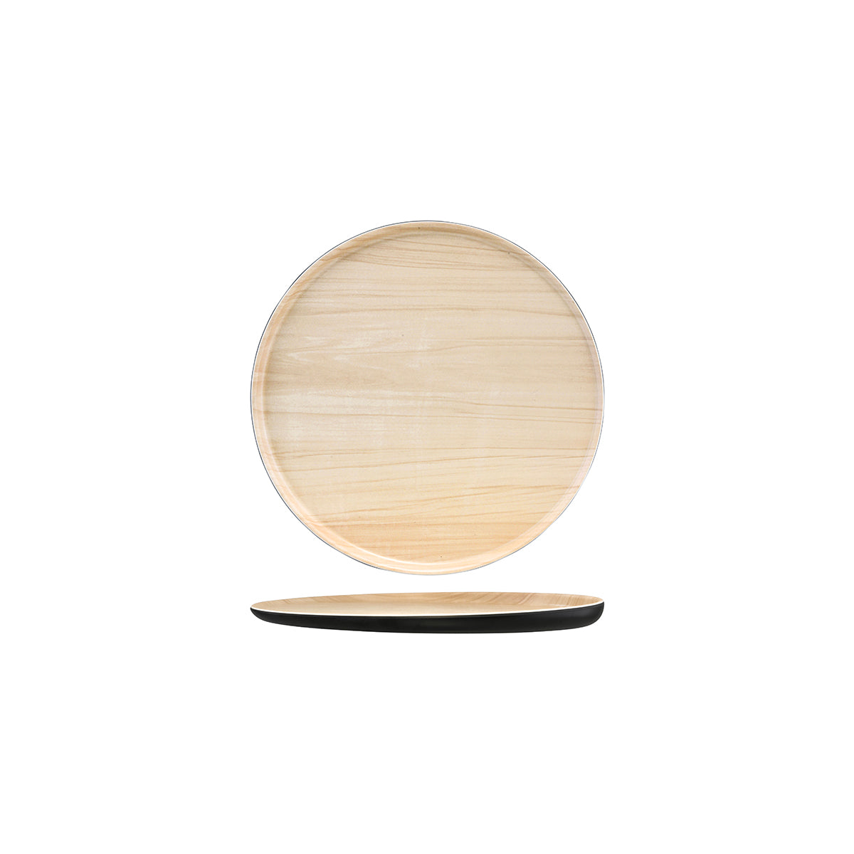 Zicco Melamine Echo Black & Birch Round Platter 227x26mm