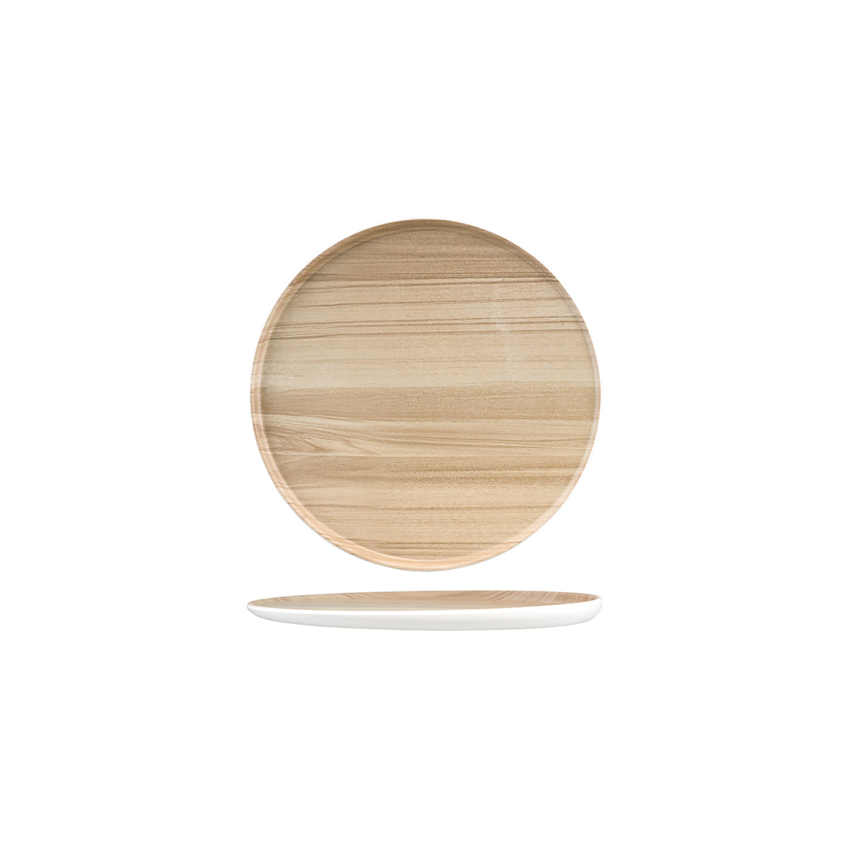 Zicco Melamine Echo White & Birch Round Platter 227x26mm