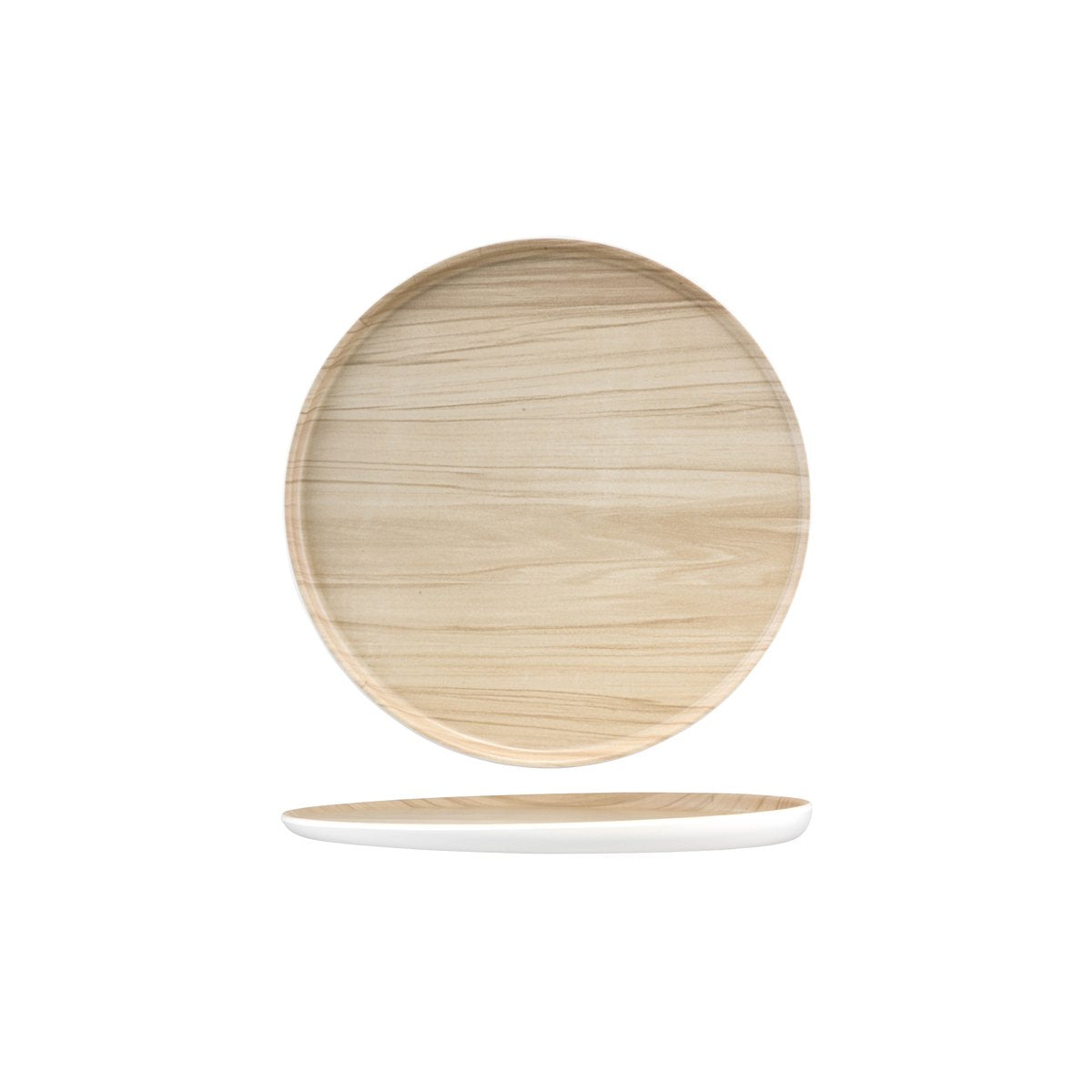 Zicco Melamine Echo White & Birch Round Platter 300x26mm