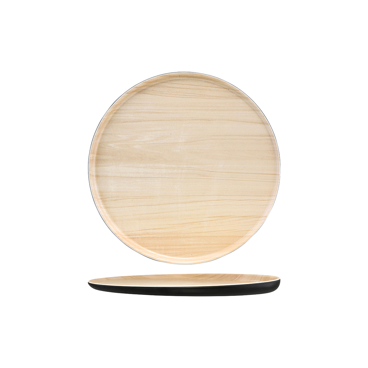 Zicco Melamine Echo Black & Birch Round Platter 329x26mm