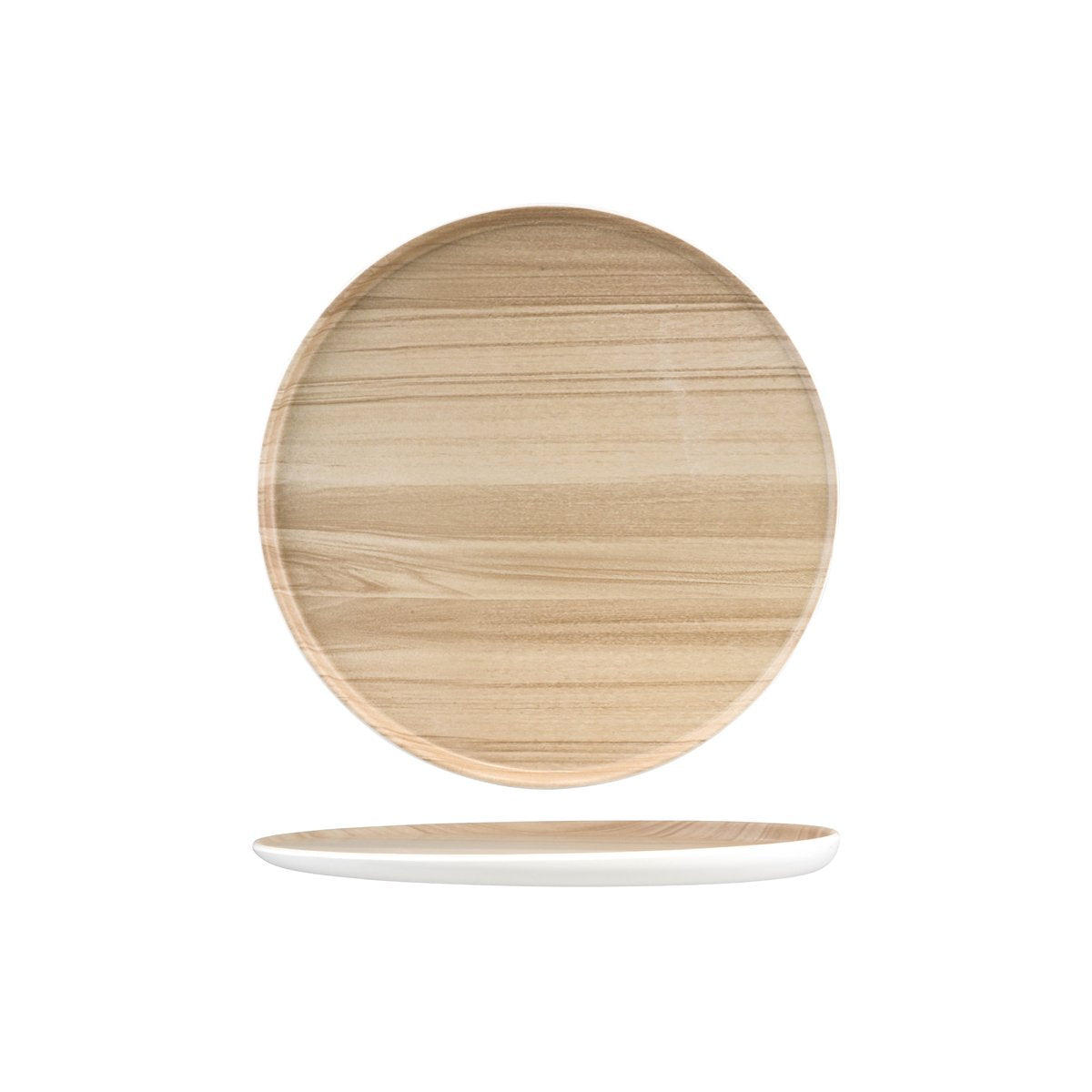 Zicco Melamine Echo White & Birch Round Platter 329x26mm