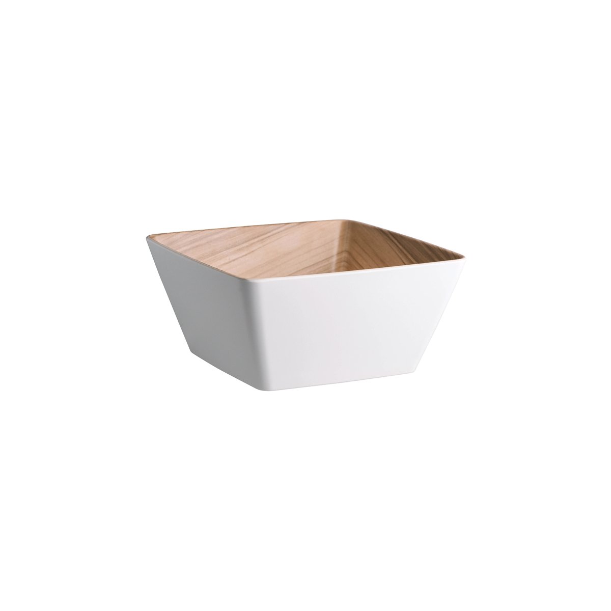 Zicco Melamine Echo White & Birch Square Bowl 250x250x120mm