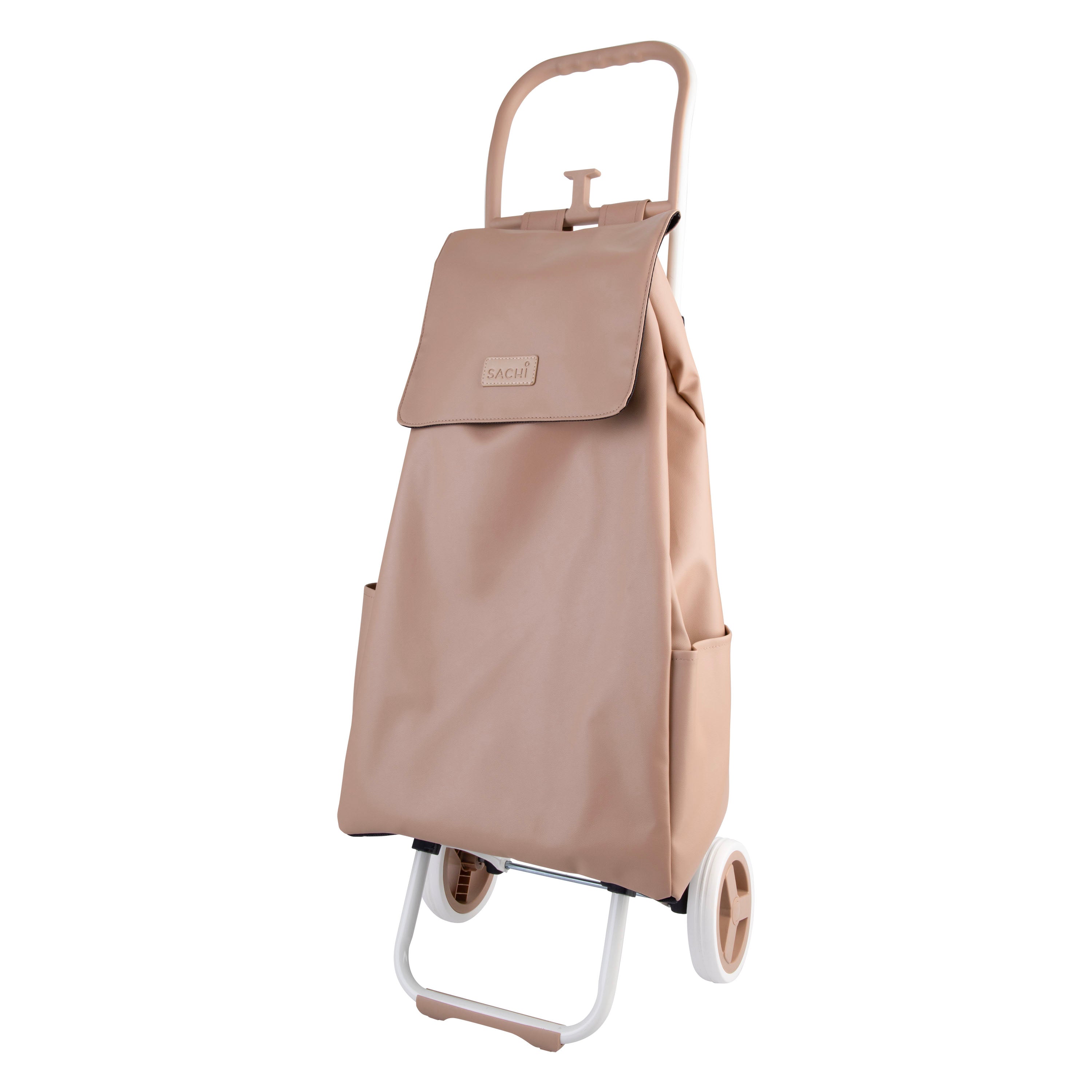 Sachi Cosmo Vegan Leather Shopping Trolley - Biscuit