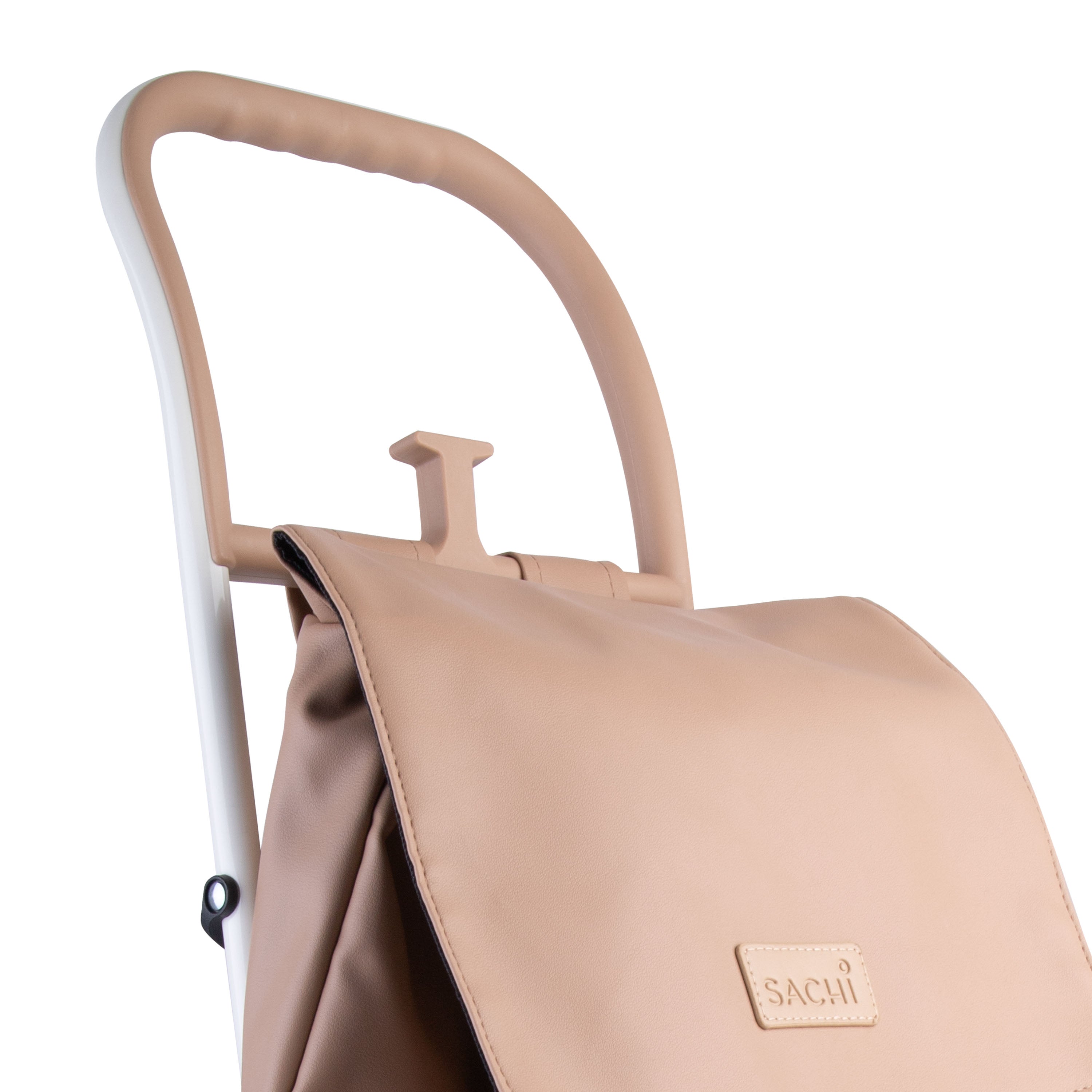 Sachi Cosmo Vegan Leather Shopping Trolley - Biscuit