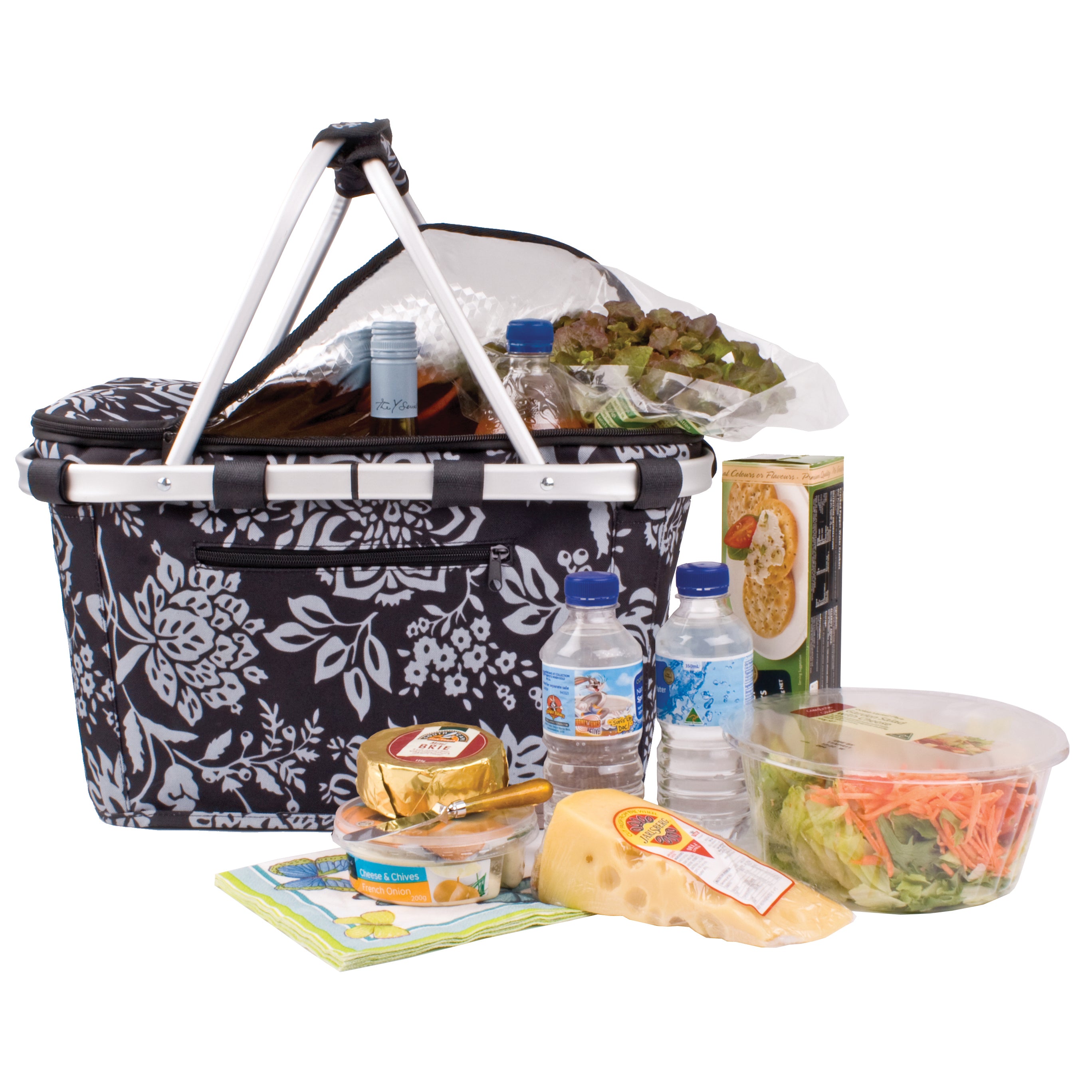 Sachi Insulated Carry Basket with Lid - Camellia Black