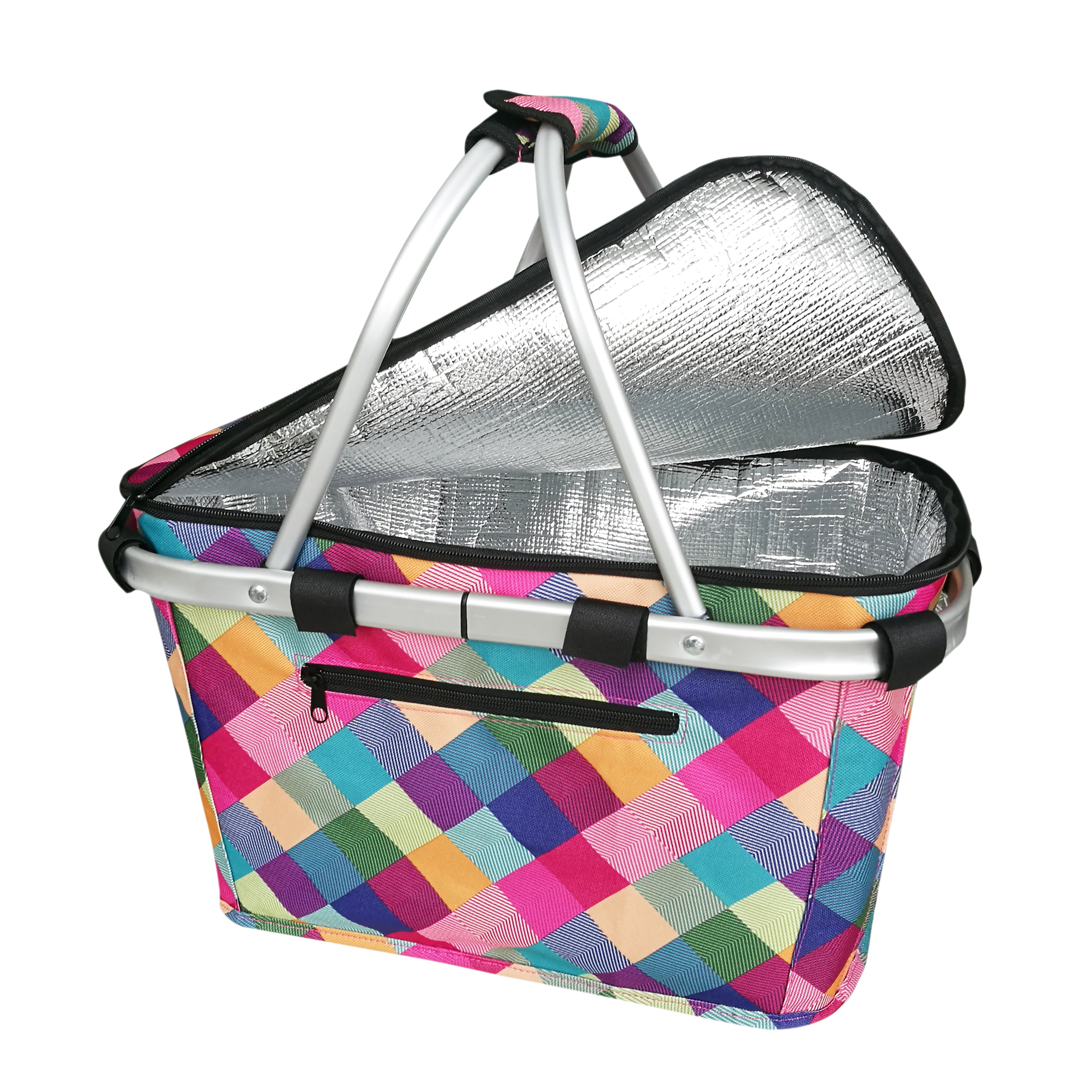 Sachi Insulated Carry Basket with Lid - Harlequin