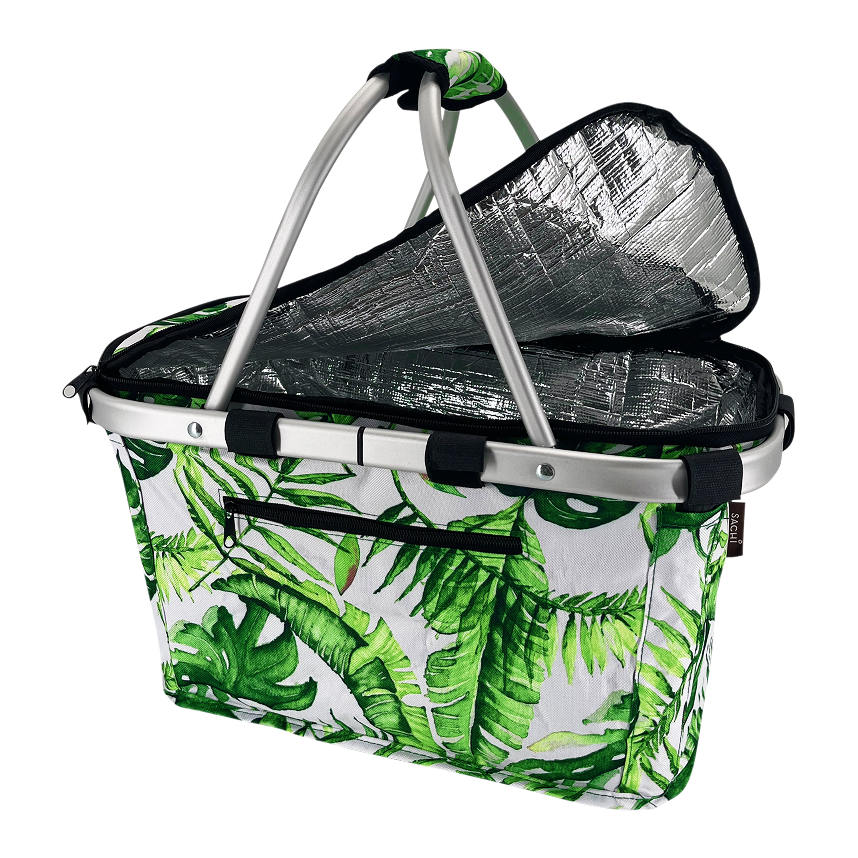 Sachi Insulated Carry Basket with Lid - Jungle Leaf