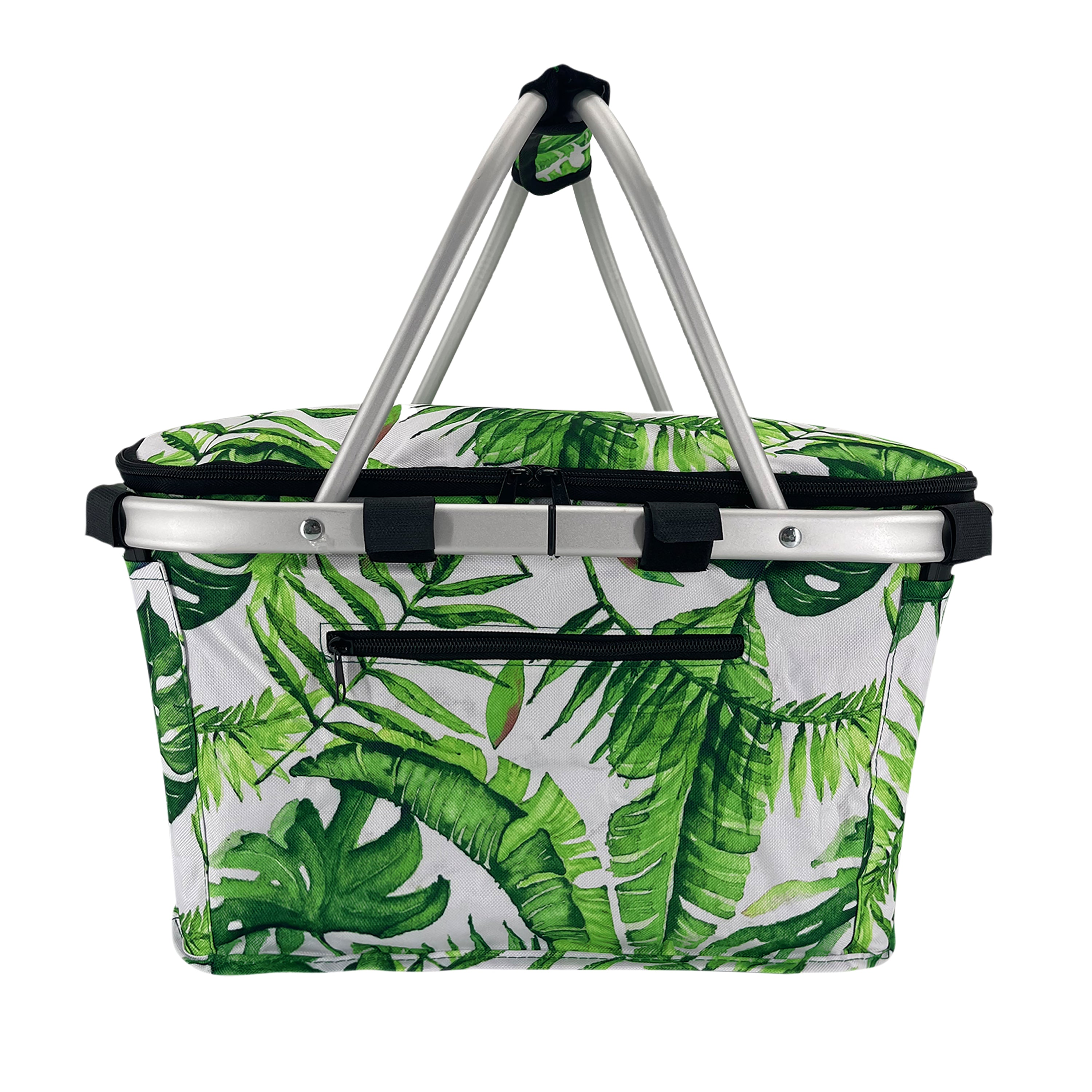 Sachi Insulated Carry Basket with Lid - Jungle Leaf