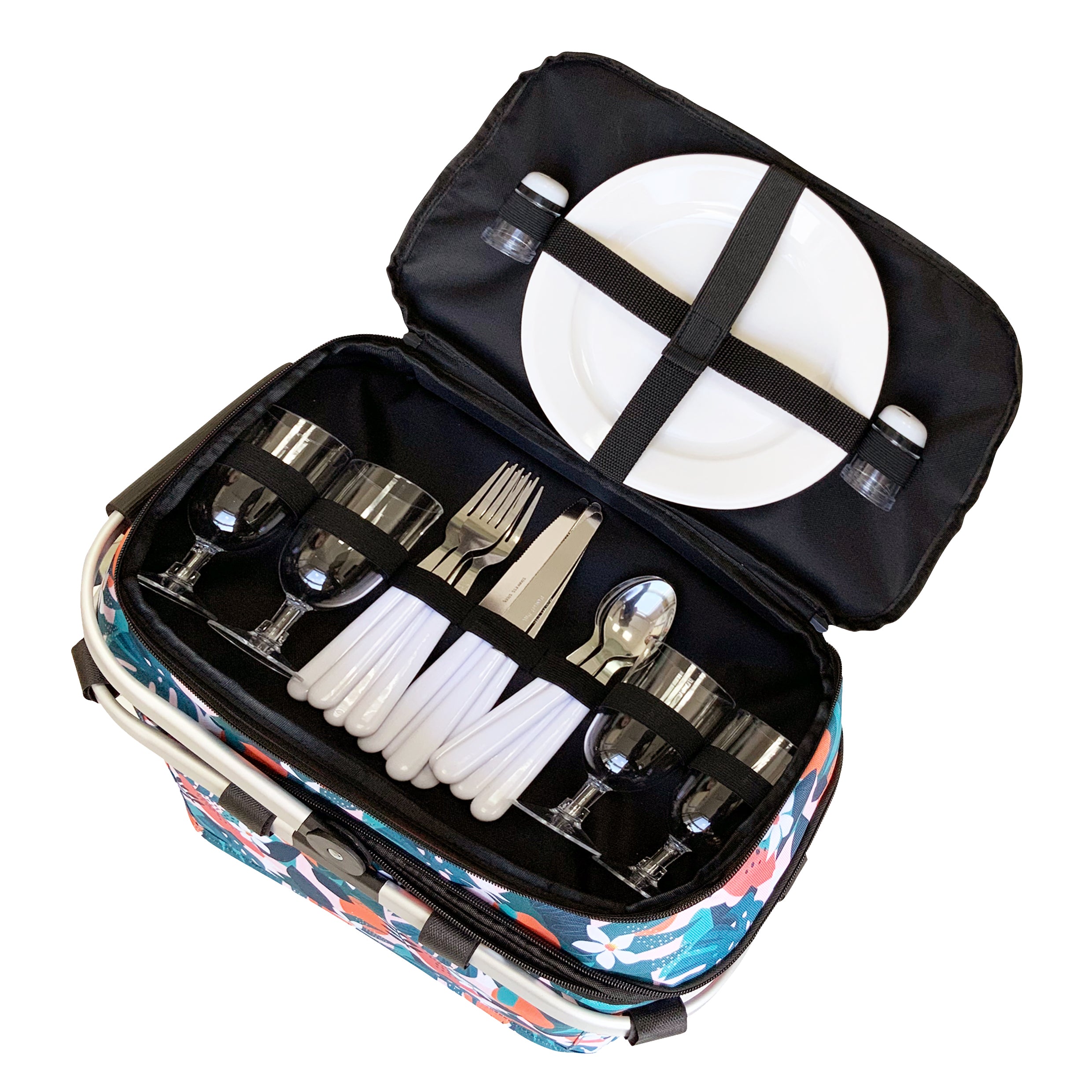 Sachi 4 Person Insulated Picnic Basket  - Exotic Jungle
