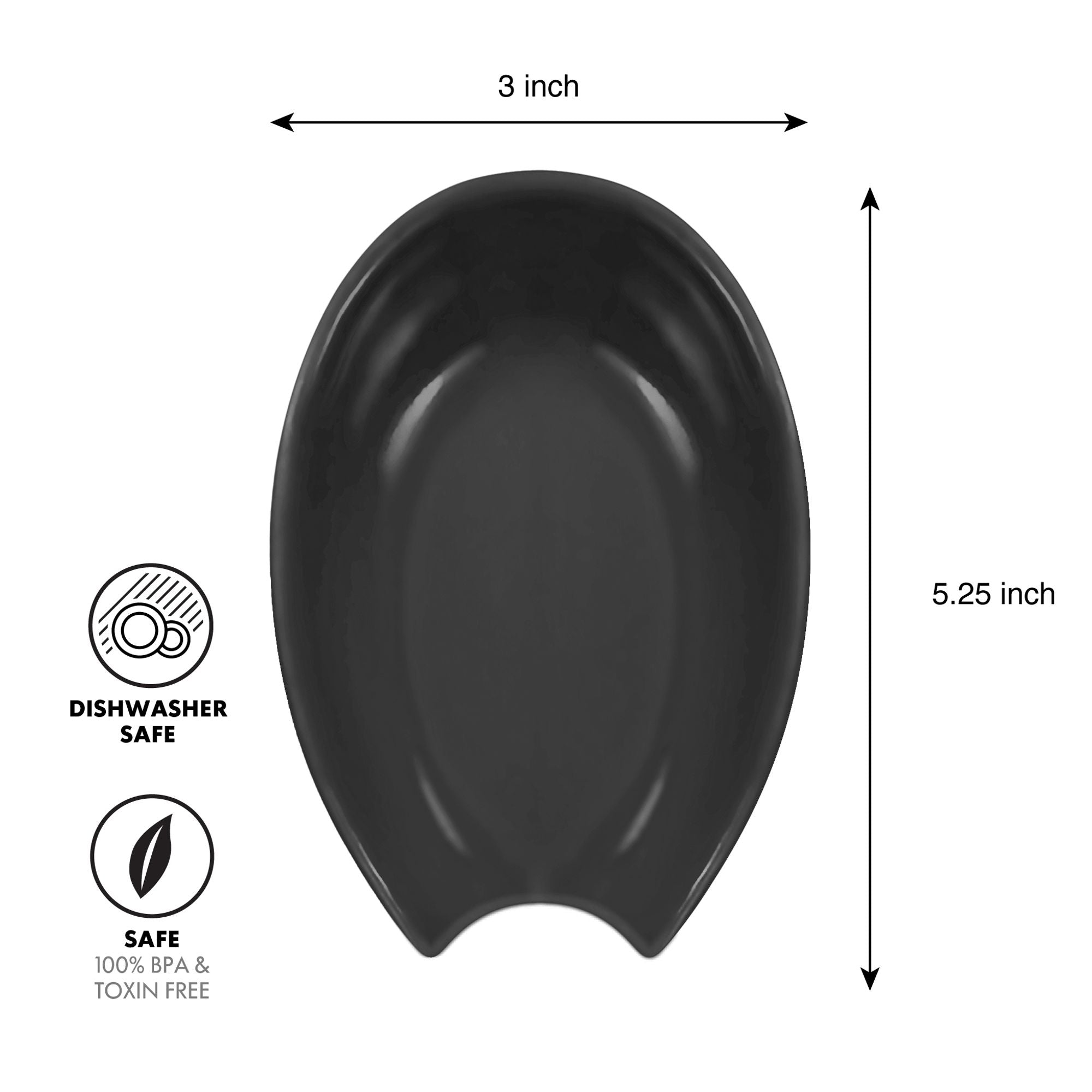 Oggi Spooner Ceramic Spoon Rest - Black