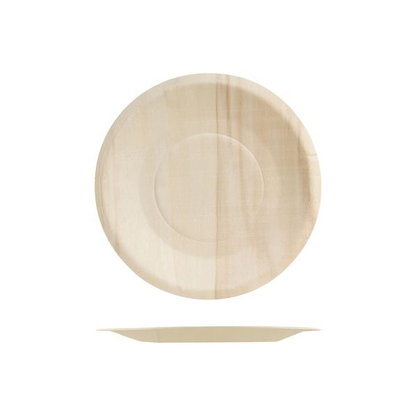 Belix Bio Wood Round Plate - Wide Rim (150mm Ø Pack of 10 - Beige)