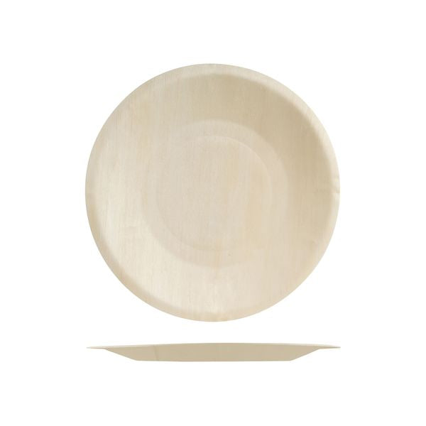 Belix Bio Wood Round Plate - Wide Rim (190mm Ø Pack of 10 - Beige)