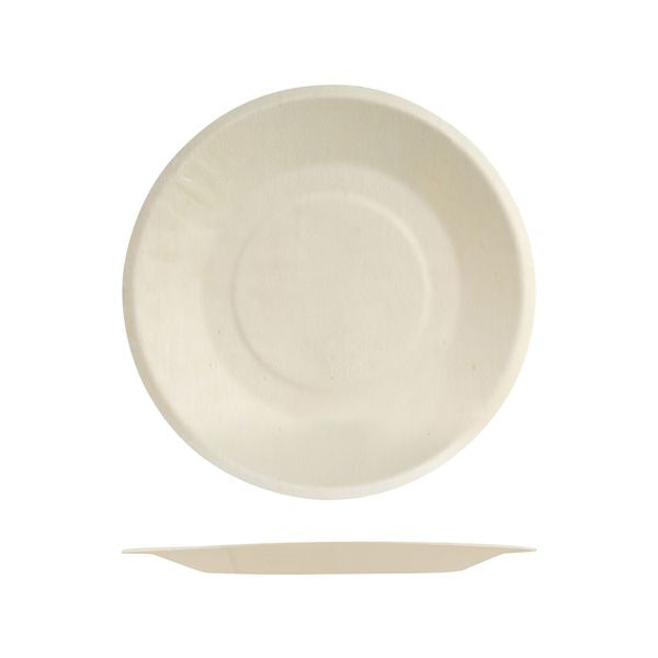 Belix Bio Wood Round Plate - Wide Rim (220mm Ø Pack of 10 - Beige)