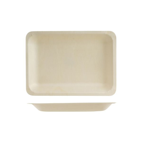 Belix Bio Wood Rectangular Plate (220x120mm Pack of 10 - Beige)