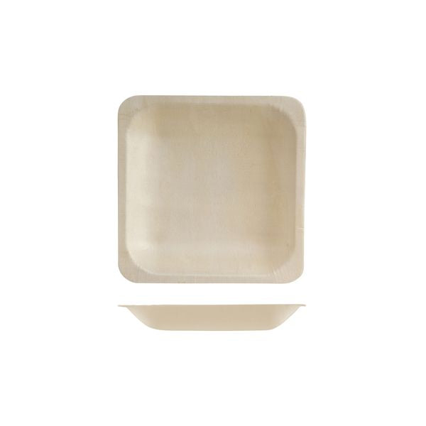 Belix Bio Wood Square Bowl (140x140mm Pack of 10 - Beige)