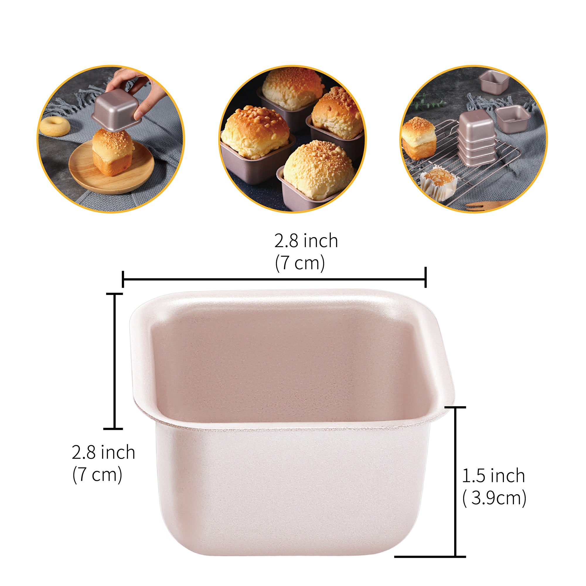 CHEFMADE Mini Square Cake Pan 7cm Set of 4 (WK9911-4)