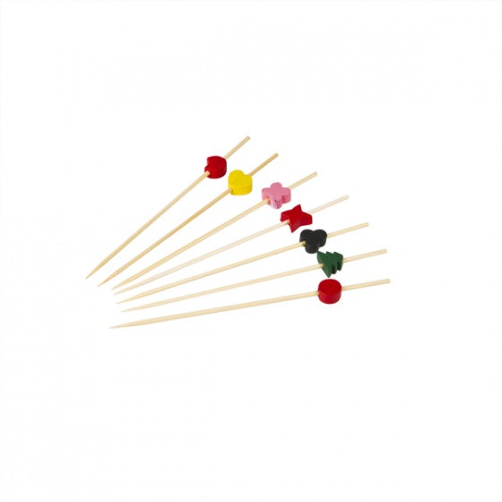 Belix Bamboo Skewer - Party Pick Assorted Designs 120mm (100pcs/Pack) (Assorted Colours)