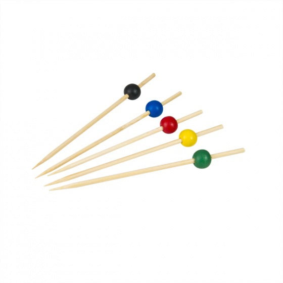 Belix Bamboo Skewer - Party Pick Assorted Colours 120mm (100pcs/Pack) (125mm)
