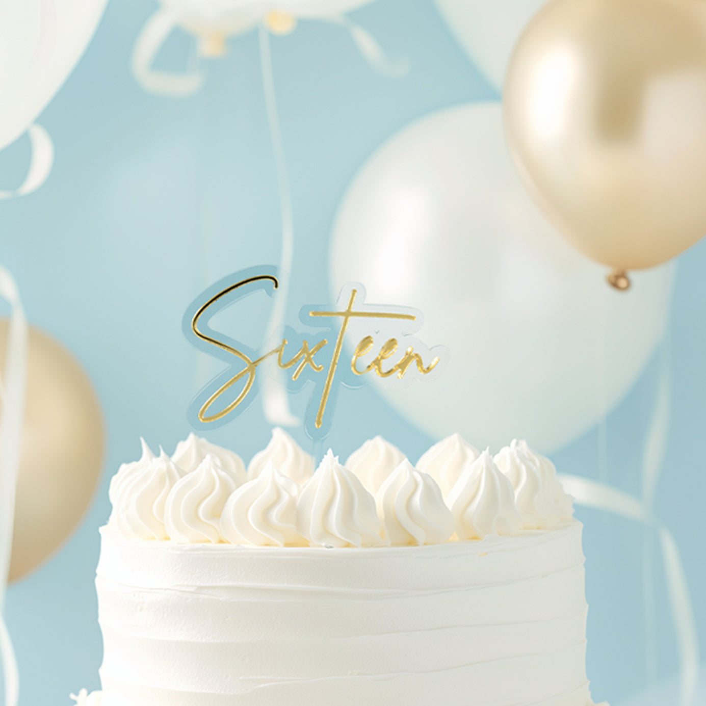 Cake & Candle Layered Cake Topper 16 Gold & Clear