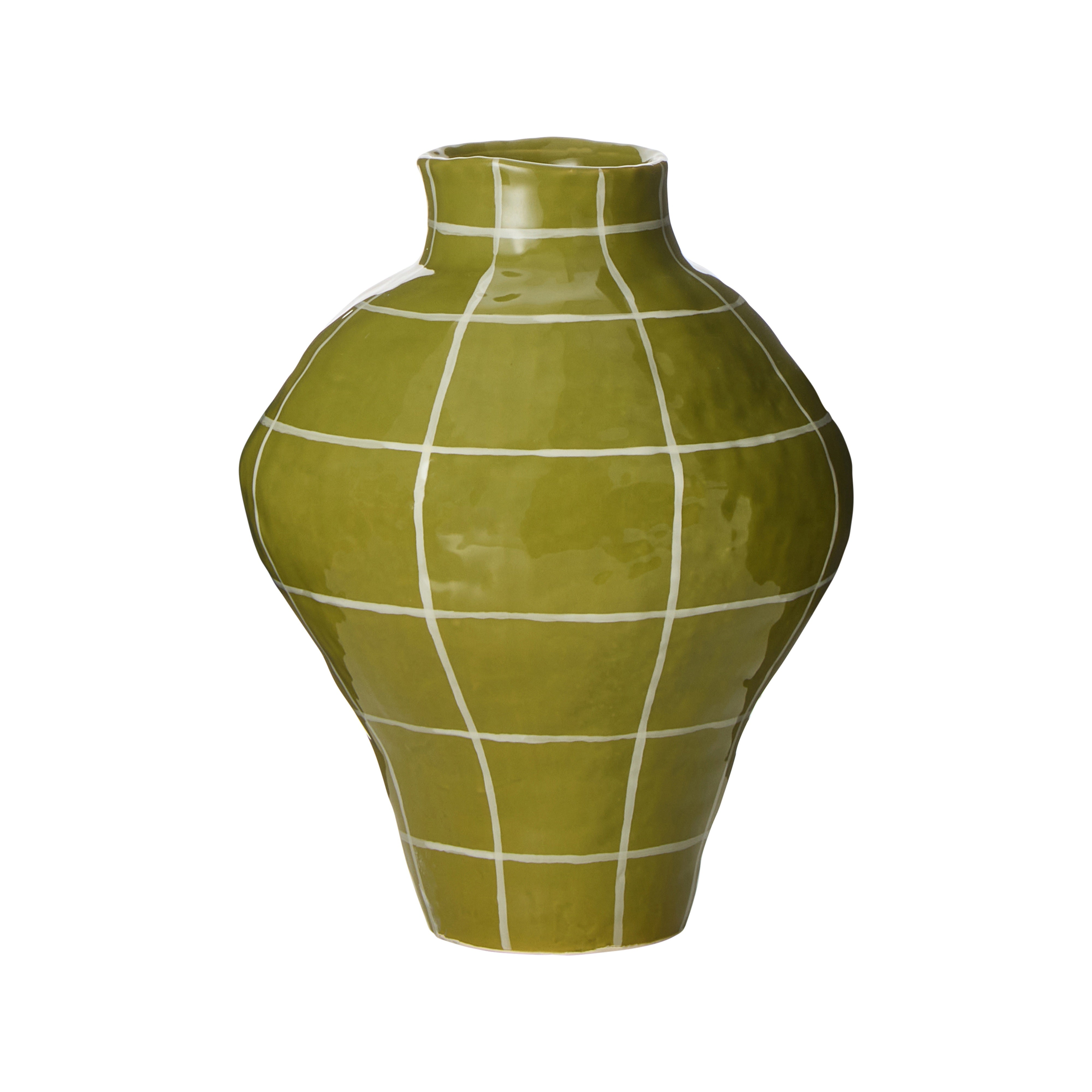 Amalfi Eden Check Vase Green Check