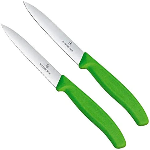 Victorinox Swiss Classic Paring Knife 2 Piece Set Wavy & Straight 10cm Black