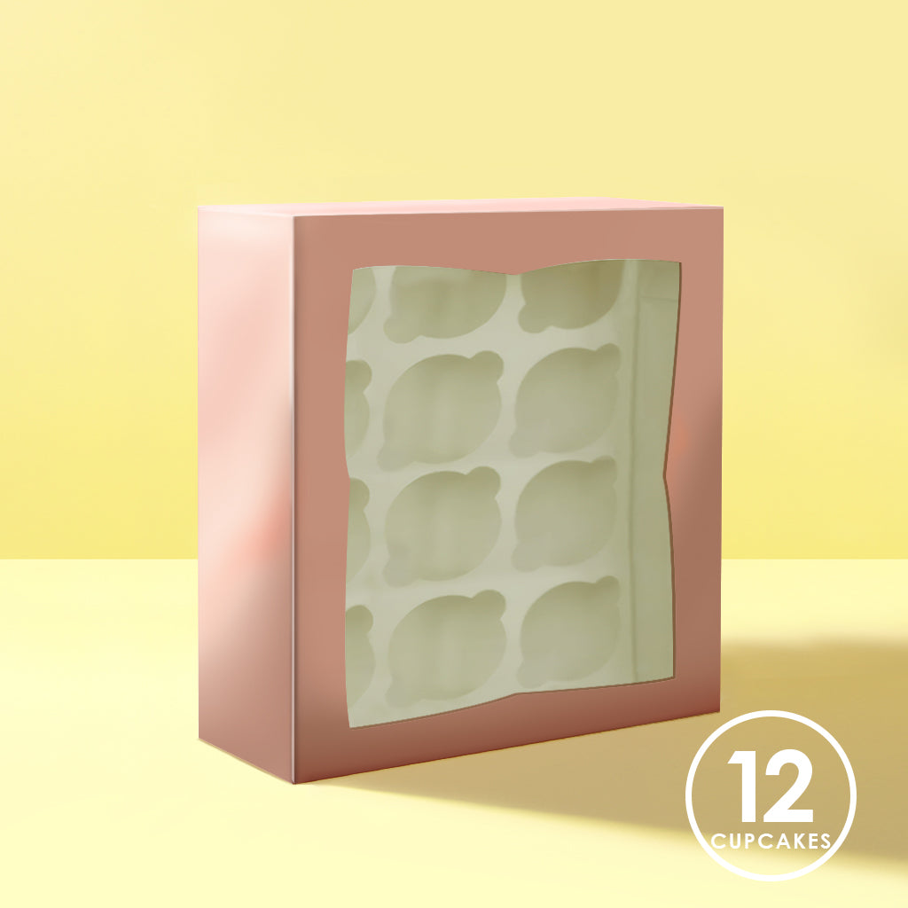 Bake Group Cupcake Box with PVC Window 12 Cupcake Rose Gold