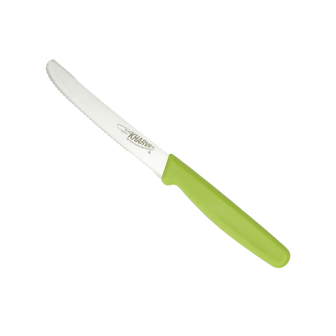 KH Kharve Utiltiy Knife Serrated 10cm Green Handle