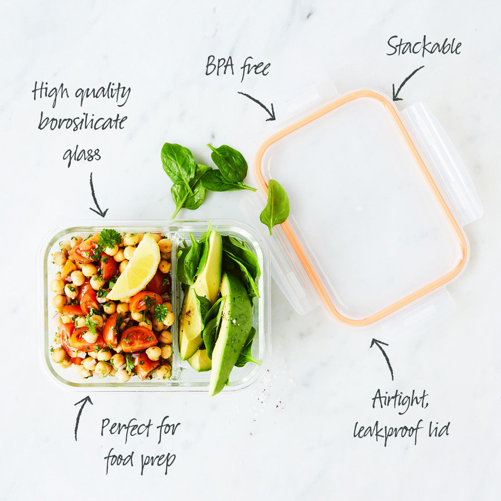 Wiltshire Glass Food Container Rectangle Divided 930ml