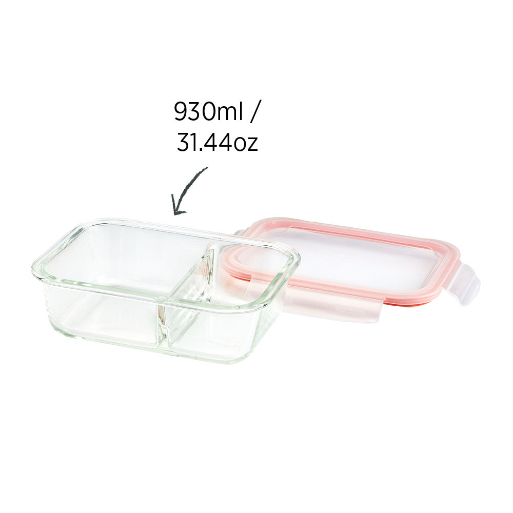 Wiltshire Glass Food Container Rectangle Divided 930ml