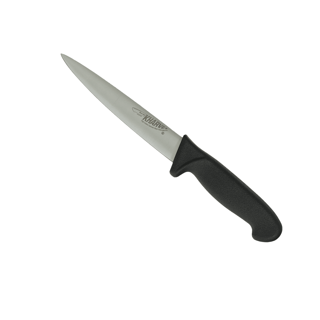 KH Kharve Utility Knife Serrated 13cm Black Handle