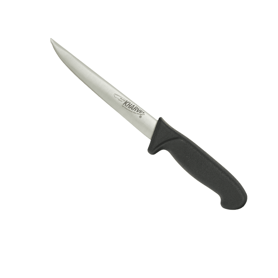 KH Kharve Boning Knife Straight And Wide Blade 15cm Black Handle