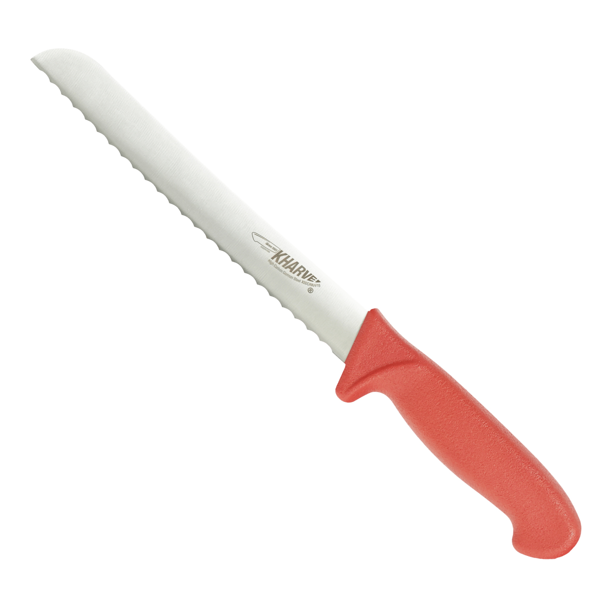 KH Kharve Bread Knife Serrated 20cm Red Handle