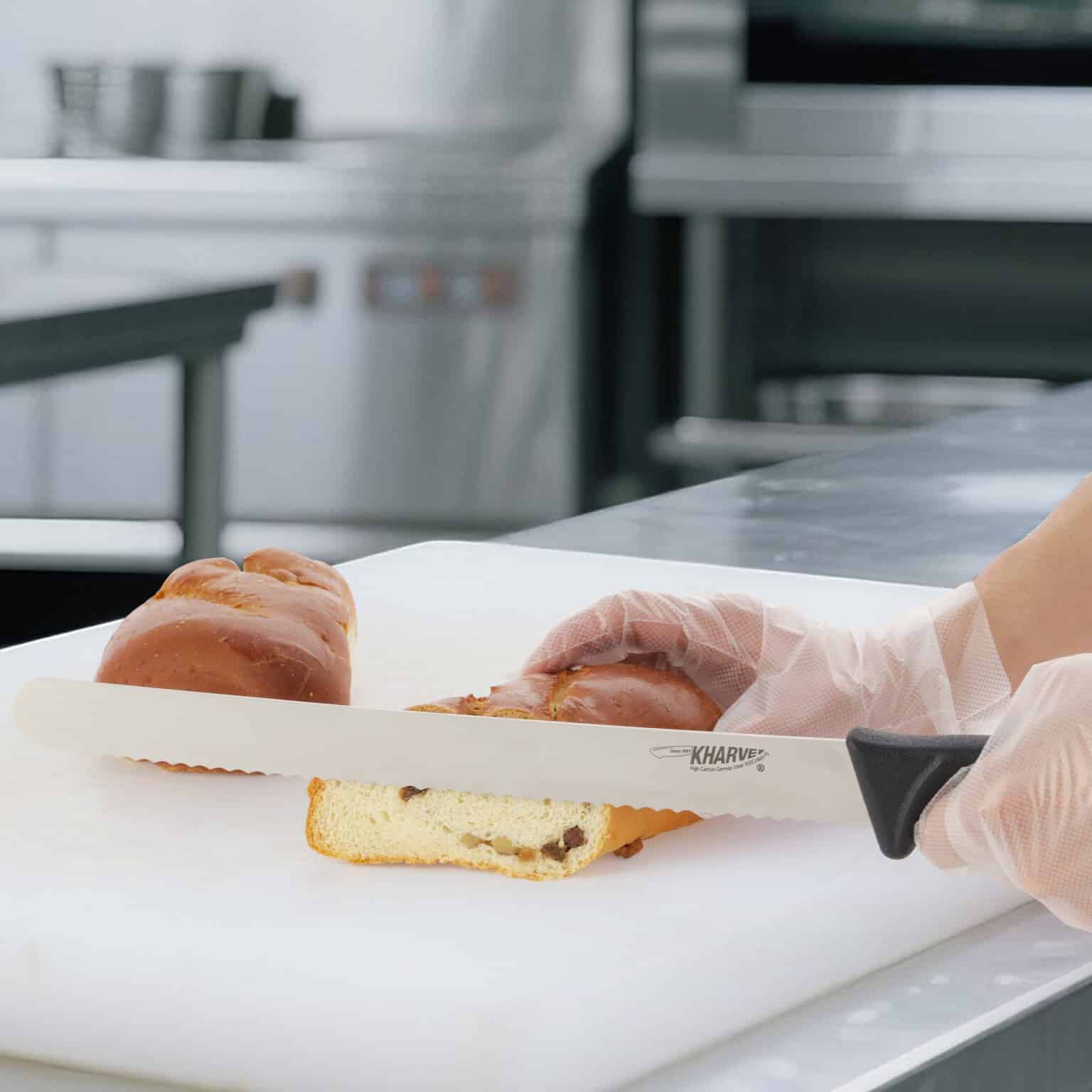 KH Kharve Bread Knife 25cm Serrated - Black Handle