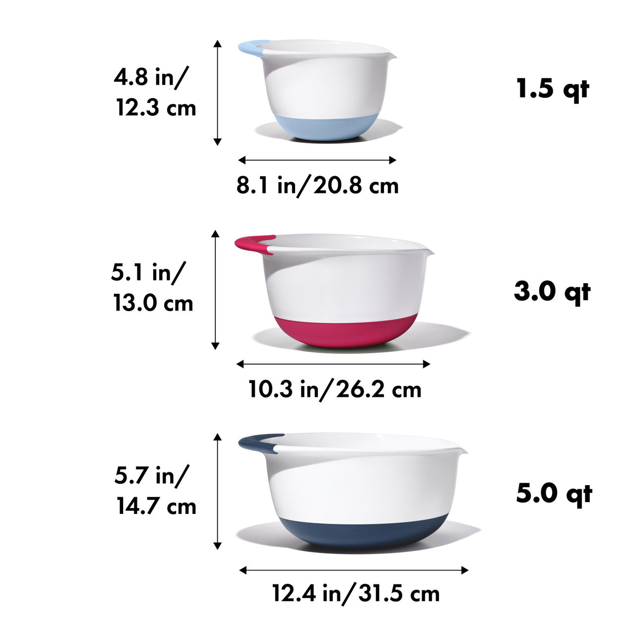 OXO Good Grips 3-Piece Mixing Bowl Set – Blueberry, Jam, Seltzer