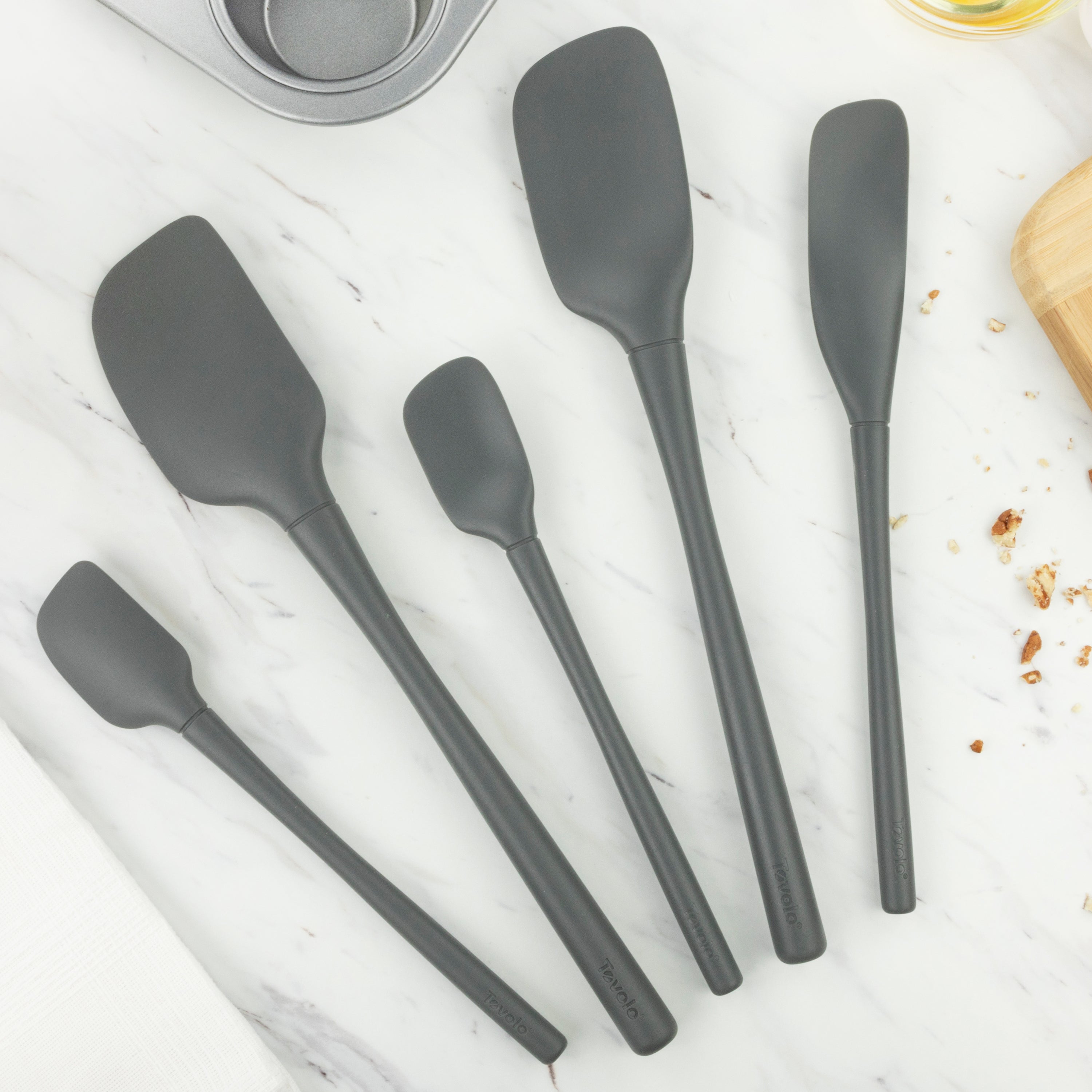 Tovolo "Flex-Core" All Silicone Spatula Set 5 - Charcoal