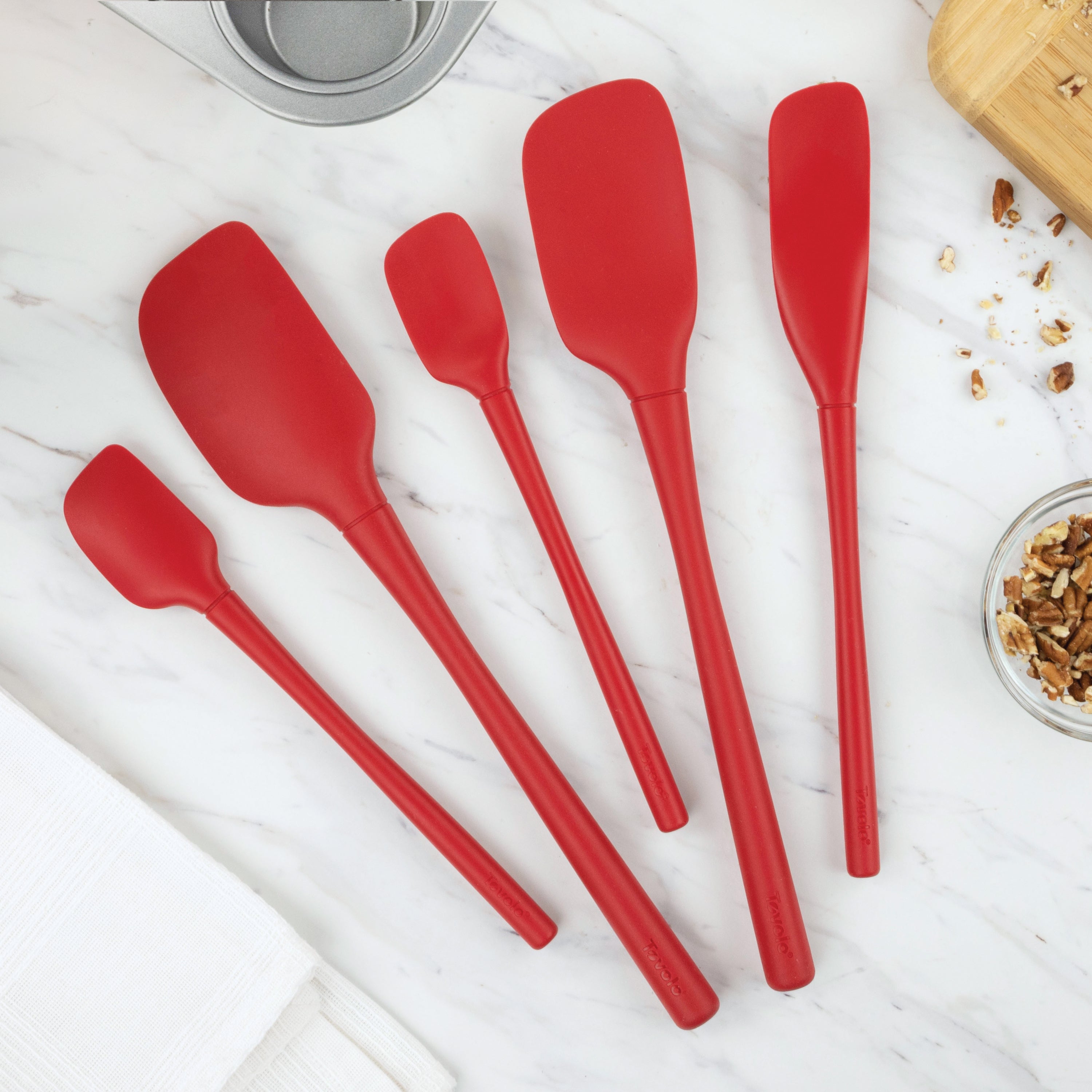 Tovolo "Flex-Core" All Silicone Spatula Set 5 - Cayenne