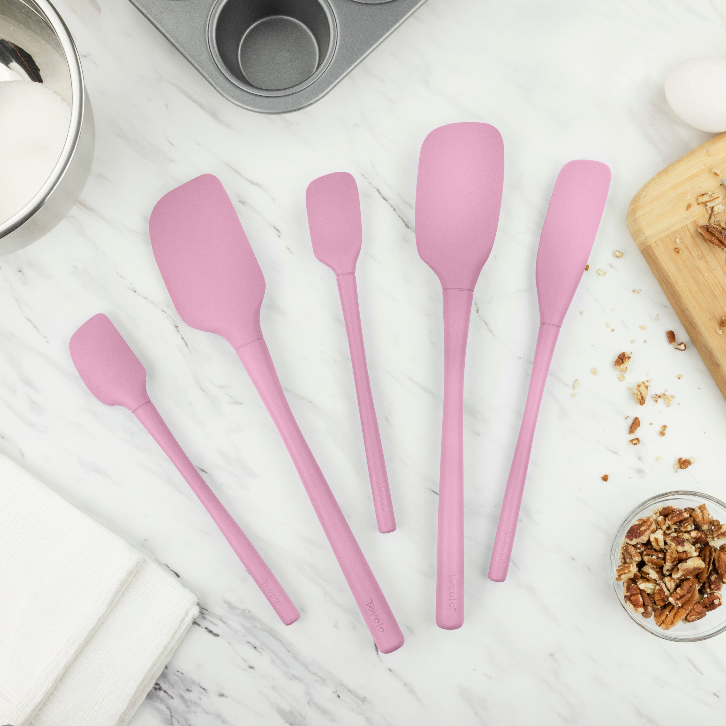 Tovolo "Flex-Core" All Silicone Spatula Set 5 - Pink Sorbet