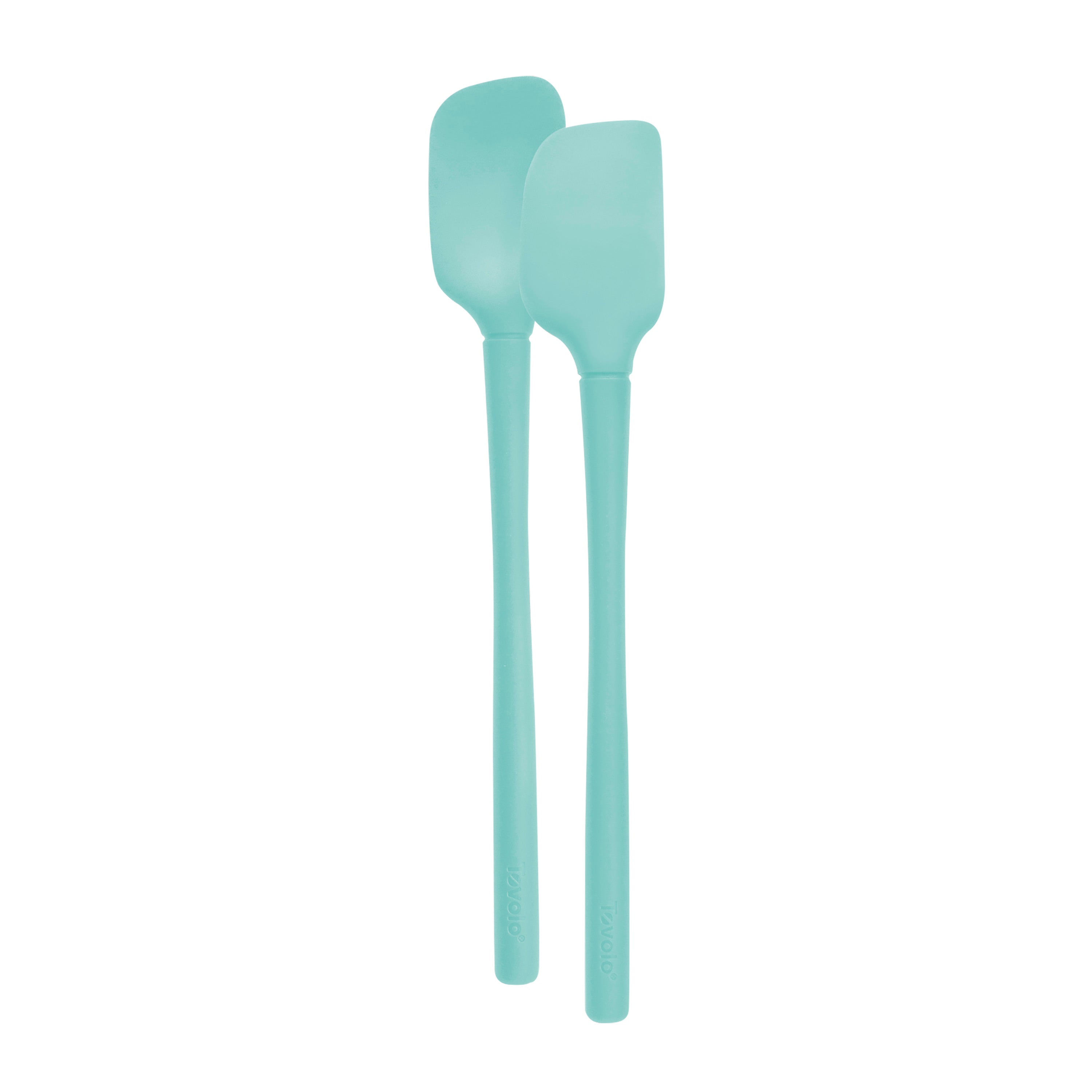 Tovolo "Flex-Core" All Silicone Set 2 Mini Spatula/Spoonula - Light Aqua