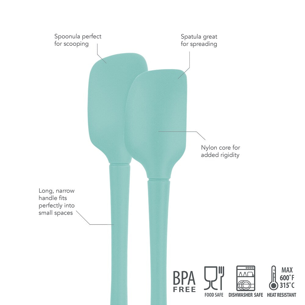 Tovolo "Flex-Core" All Silicone Set 2 Mini Spatula/Spoonula - Light Aqua