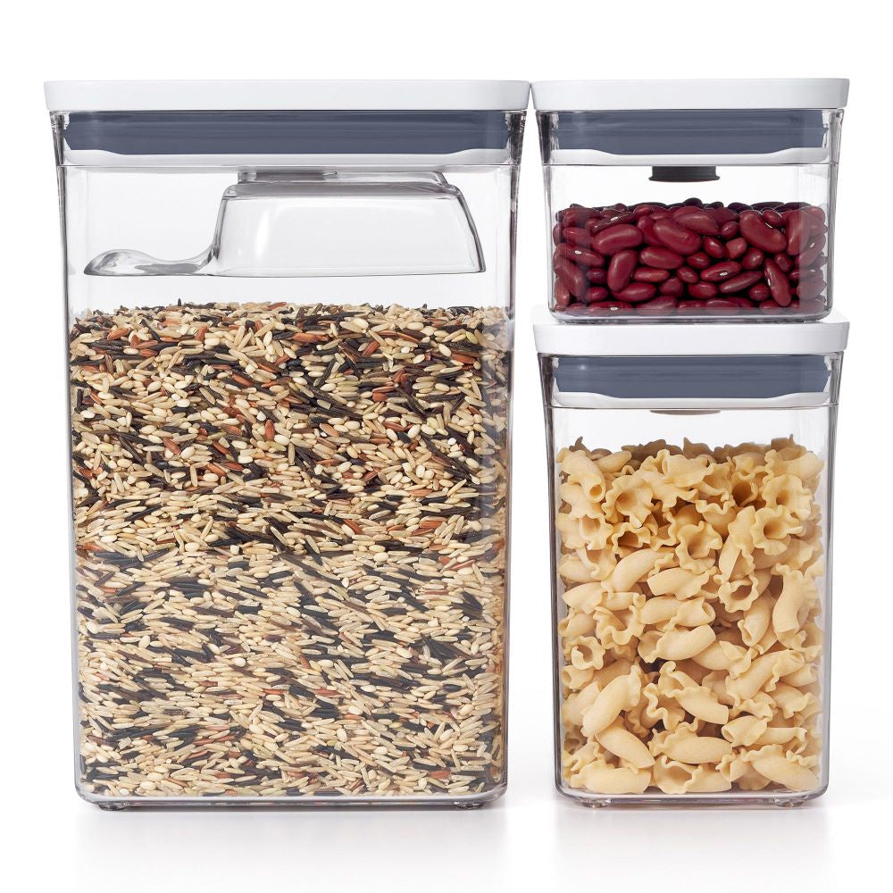 OXO POP 3 Piece Rectangular Container Set W Scoop