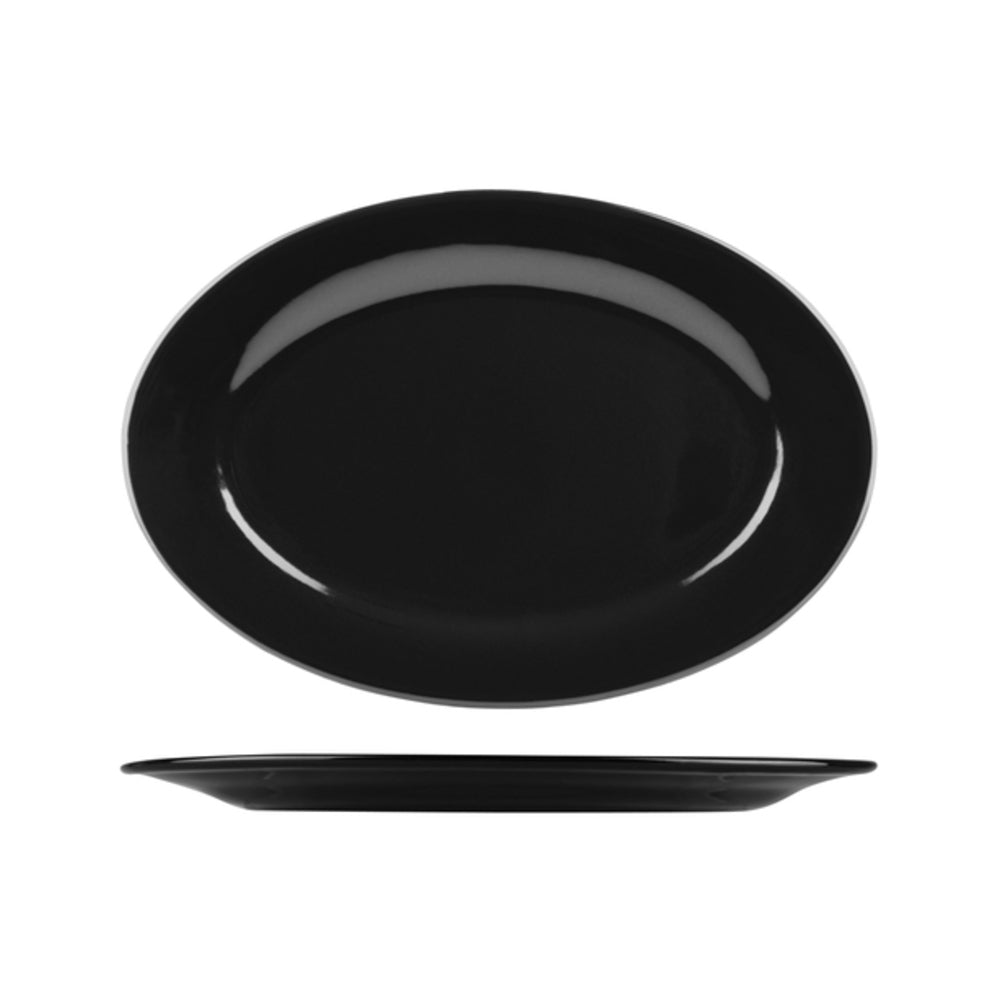 Longfine Classicware Black Wide Rim Oval Plate