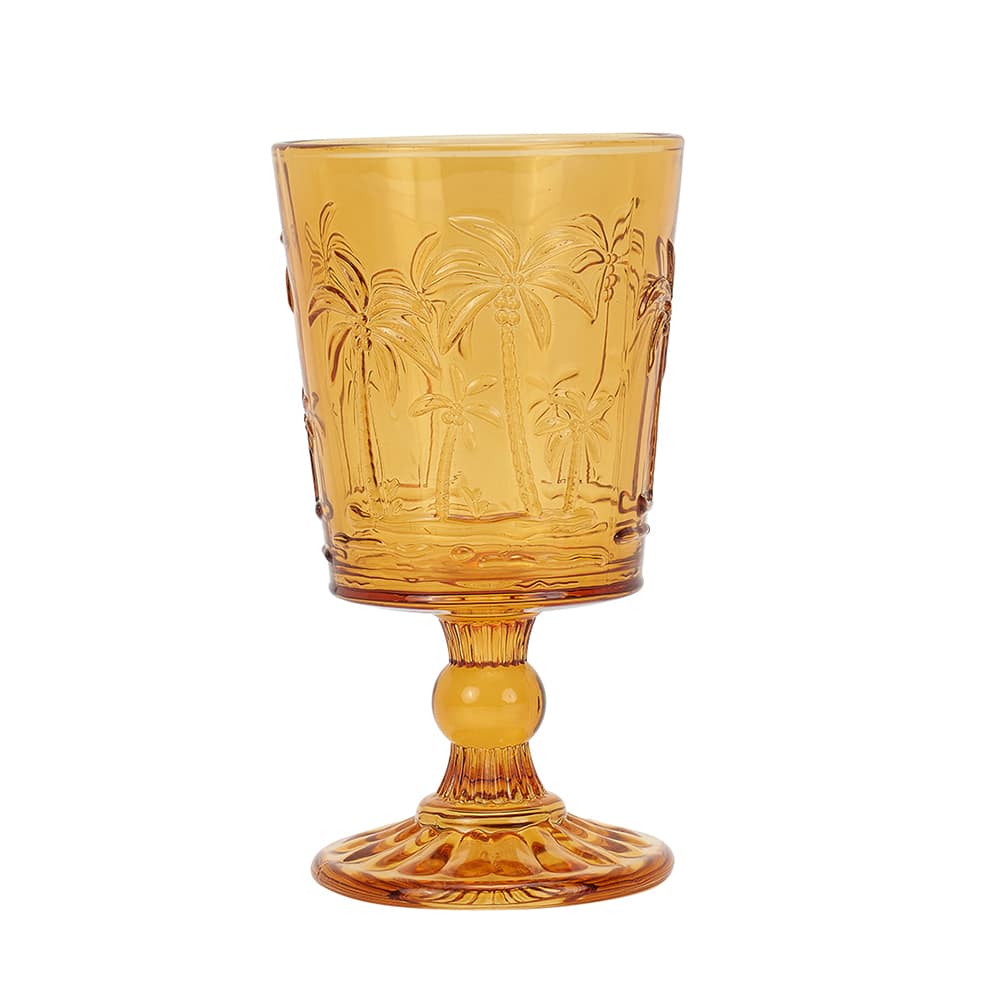 Annabel Trends Goblet Glass Set Palm Tree Blue