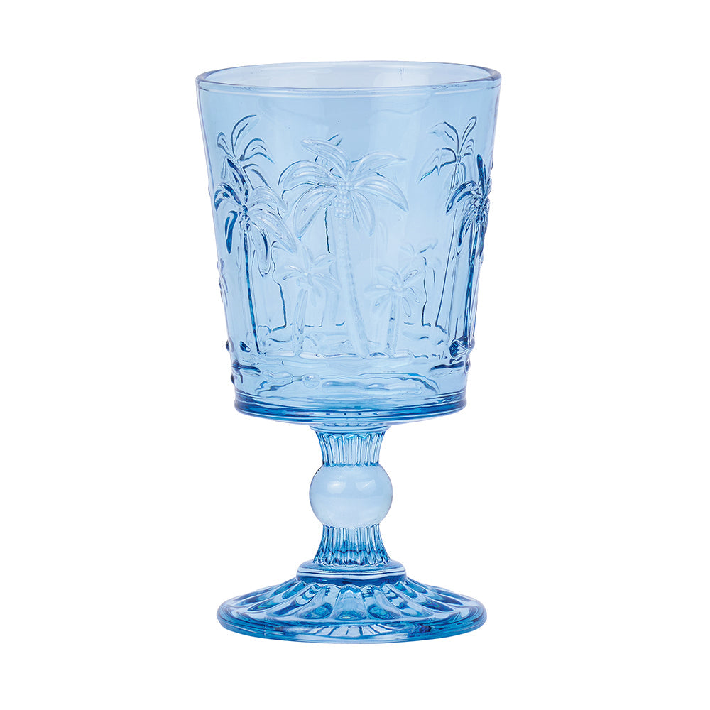 Annabel Trends Goblet Glass Set Palm Tree Blue