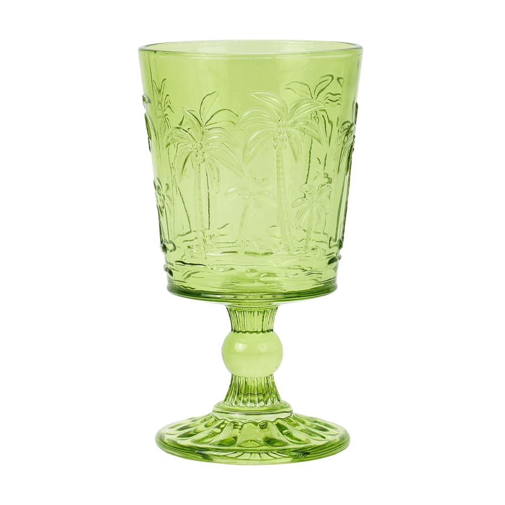 Annabel Trends Goblet Glass Set Palm Tree Blue