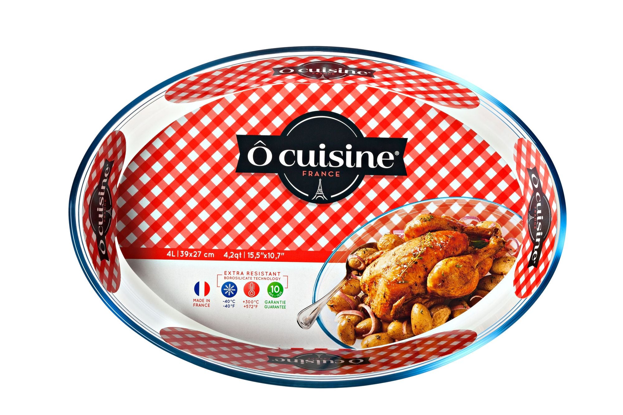 O'Cuisine Glass Oval Roaster 39 x 27cm - 4L