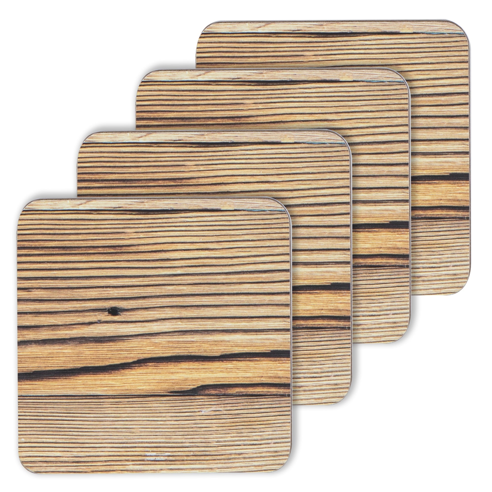 Ladelle Hardboard Timber 4pk Coaster