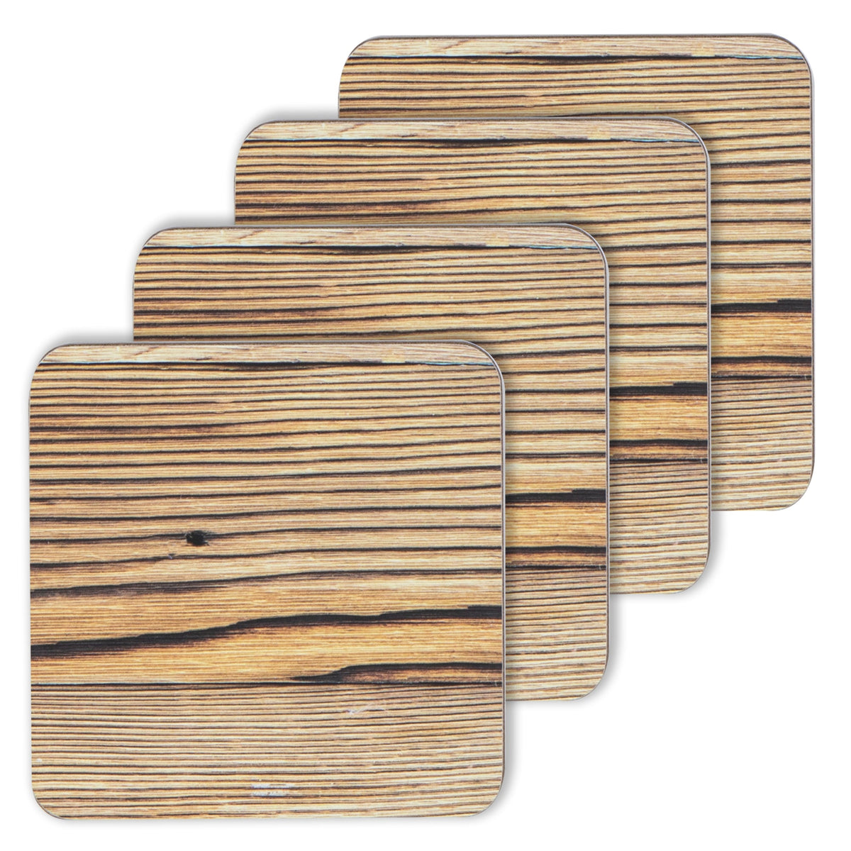 Ladelle Hardboard Timber 4pk Coaster