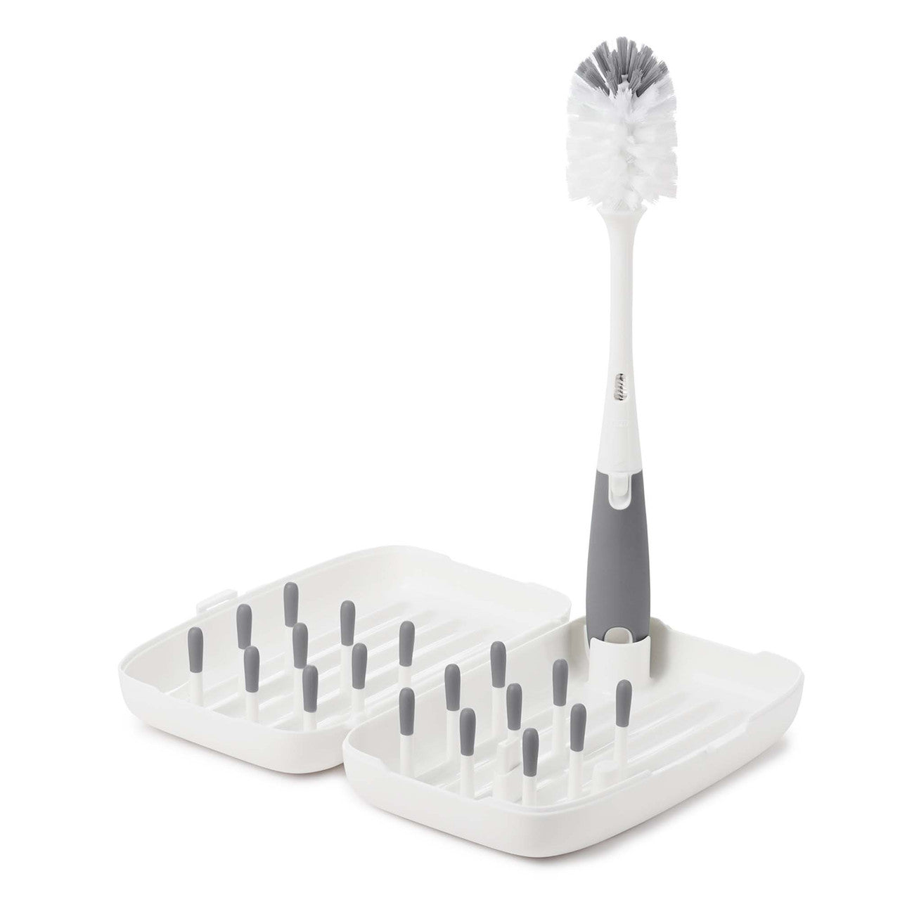 OXO Tot On The Go Drying Rack & Bottle Brush (Grey)